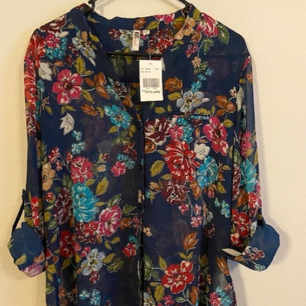 Kut from the Kloth Navy Flower Print blouse (PL)